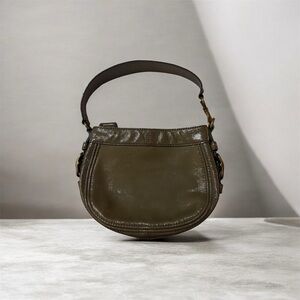 Coach Zoe mini shoulder bag in olive green patent leather